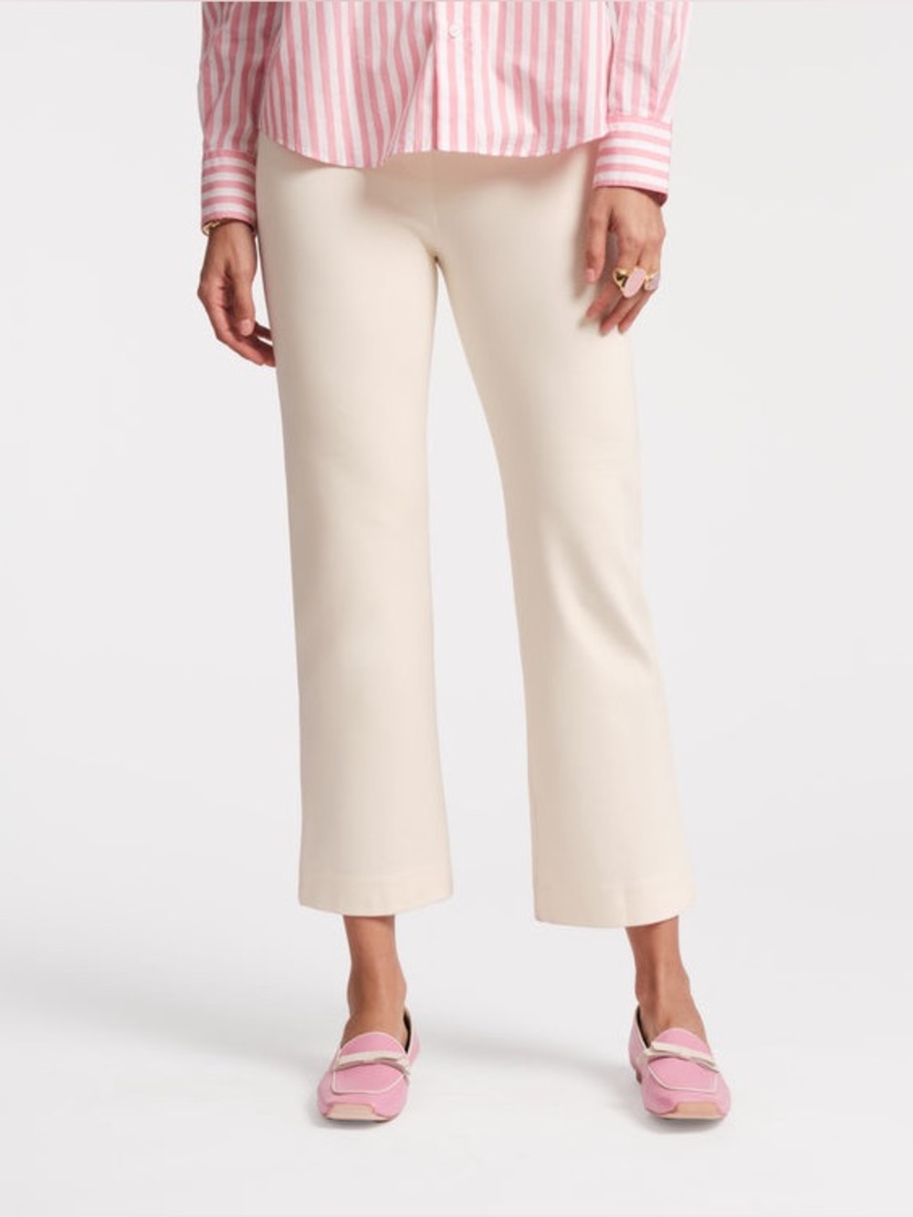 NWT Frances Valentine Wonder Pants Oyster Size 16 Cropped Straight Leg